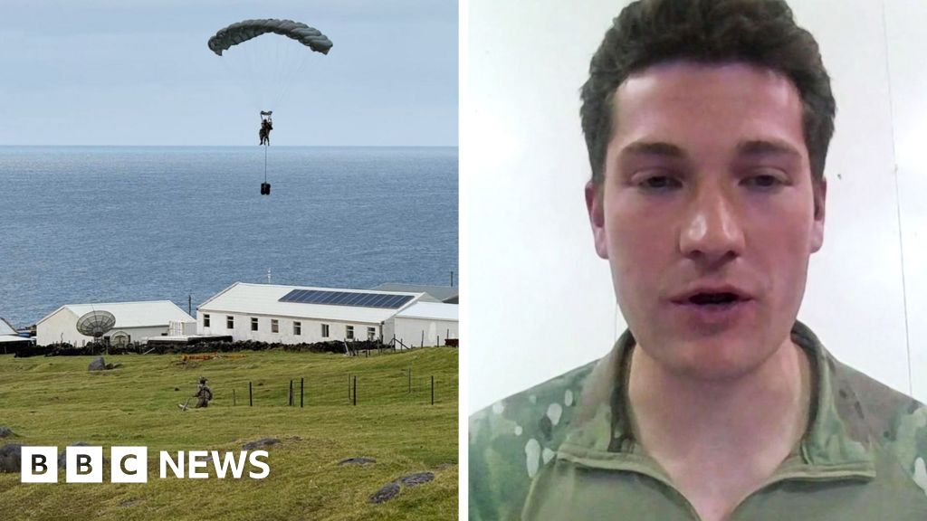 Soldier on parachuting to Tristan da Cunha for Hantavirus aid