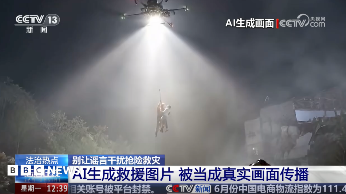 China’s new challenge as natural disasters strike – fake AI videos