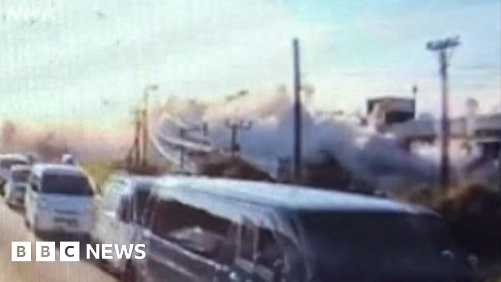 The moment a Japanese mall explodes after a 6.8 earthquake