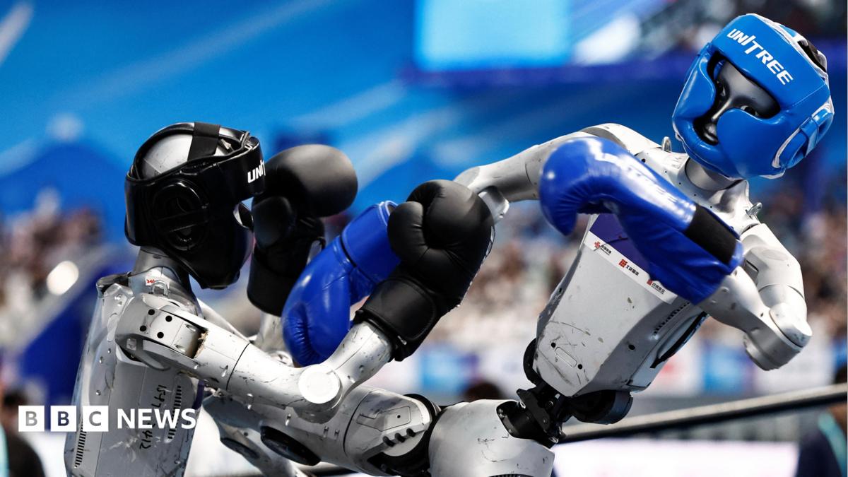 Robots compete in boxing, football and sprinting at World Humanoid Games