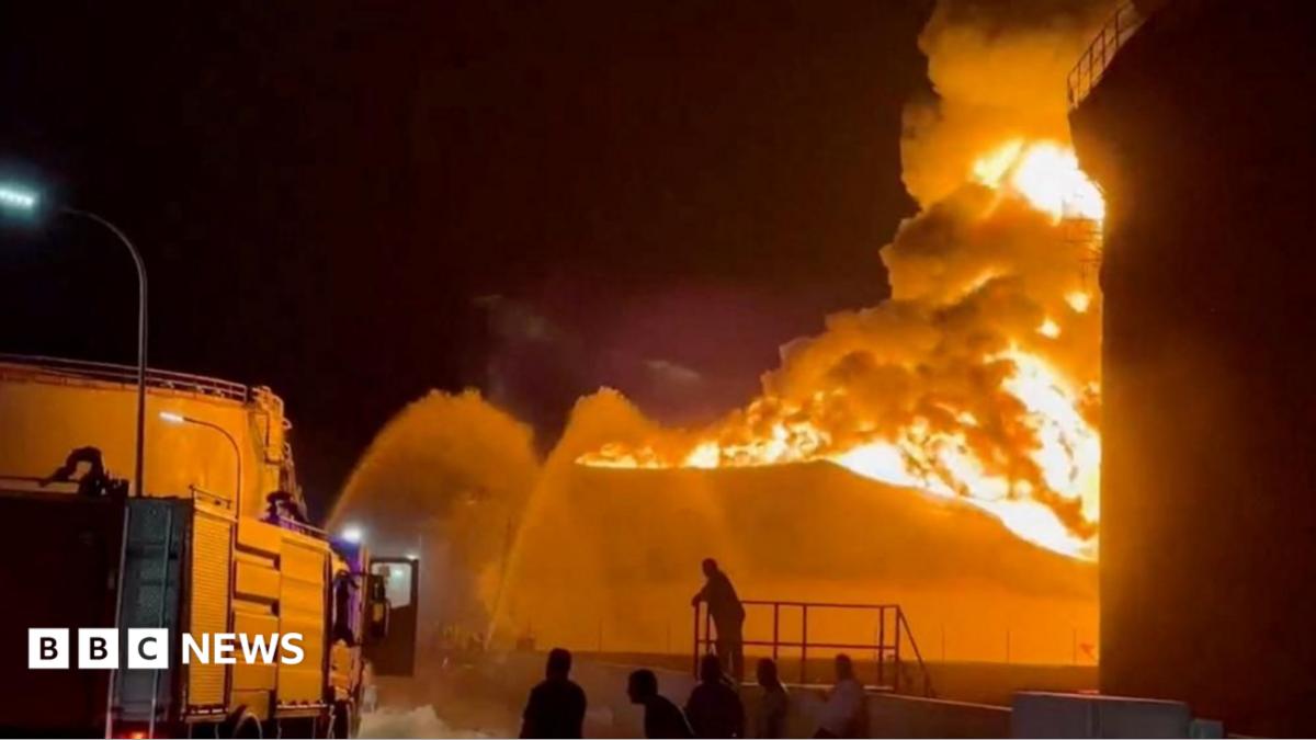 Libya oil refinery fire: Firefighters battle huge blaze after drone attack